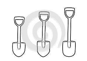 outline shovel on white background