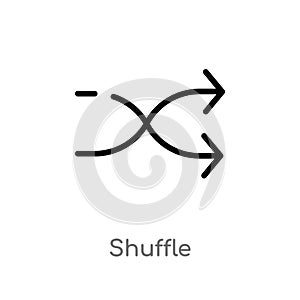 outline shuffle vector icon. isolated black simple line element illustration from arrows 2 concept. editable vector stroke shuffle