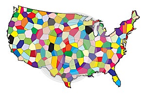 USA Flag Map Patchwork