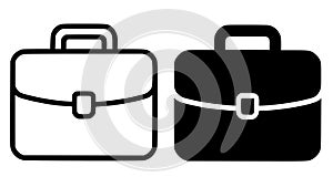 Briefcase icon, outline and silhouette versions