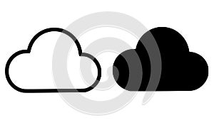Cloud illustration icon, outline and silhouette versions