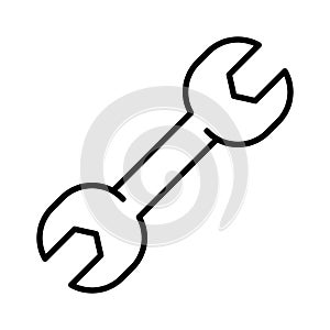 Outline simple wrench spanner screwdriver icon vector illustration tool maintain gear mechanic works