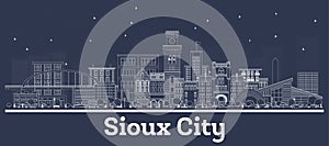 Outline Sioux City Iowa Skyline with White Buildings