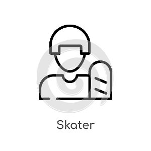 outline skater vector icon. isolated black simple line element illustration from user concept. editable vector stroke skater icon