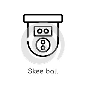 outline skee ball vector icon. isolated black simple line element illustration from entertainment concept. editable vector stroke