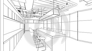 Outline sketch of a interior