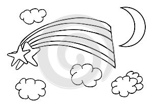 Outline sketch, Rainbow and Cloud