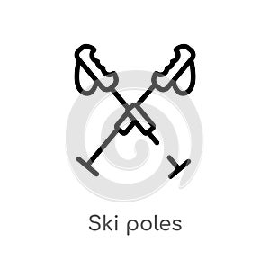 outline ski poles vector icon. isolated black simple line element illustration from sports and competition concept. editable