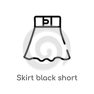 outline skirt black short vector icon. isolated black simple line element illustration from woman clothing concept. editable