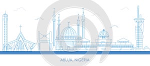 Outline Skyline panorama of city of Abuja, Nigeria