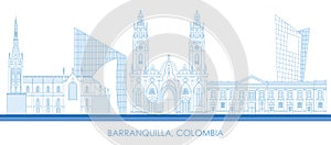 Outline Skyline panorama of city of Barranquilla, Colombia