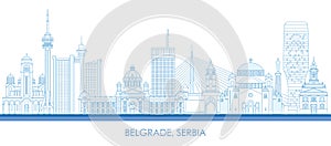 Outline Skyline panorama of City of Belgrade, Serbia