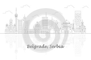 Outline Skyline panorama of City of Belgrade, Serbia