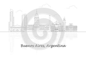 Outline Skyline panorama of city of Buenos Aires, Argentina