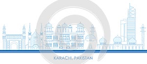 Outline Skyline panorama of city of Karachi, Pakistan