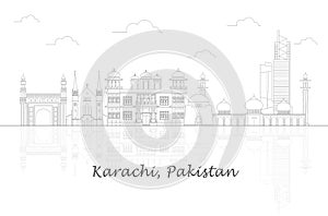 Outline Skyline panorama of city of Karachi, Pakistan