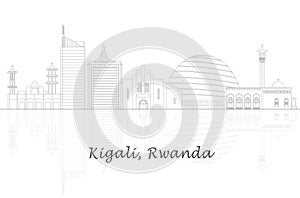 Outline Skyline panorama of city of Kigali, Rwanda photo