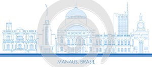 Outline Skyline panorama of city of Manaus, Brazil