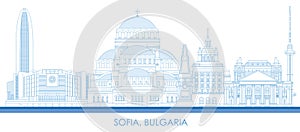 Outline Skyline panorama of city of Sofia, Bulgaria