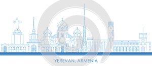 Outline Skyline panorama of city of Yerevan, Armenia