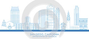 Outline Skyline panorama of San Diego, California, United States