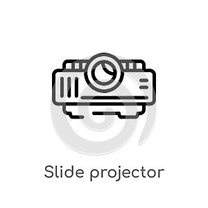 outline slide projector vector icon. isolated black simple line element illustration from cinema concept. editable vector stroke