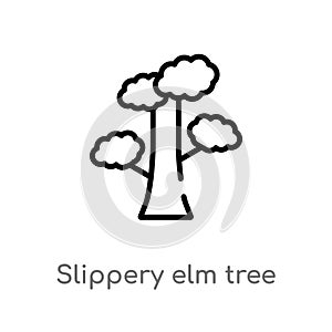 outline slippery elm tree vector icon. isolated black simple line element illustration from nature concept. editable vector stroke