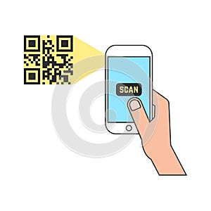 Outline smart phone scanning qr code