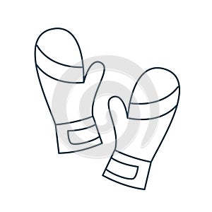 Outline snowboard or ski mittens icon. Editable Stroke - stock vector