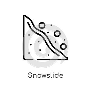outline snowslide vector icon. isolated black simple line element illustration from nature concept. editable vector stroke
