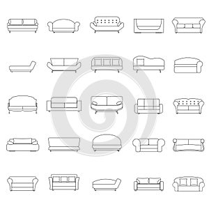 Outline sofa icons set