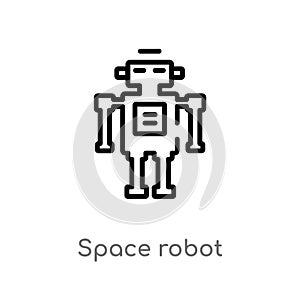 outline space robot vector icon. isolated black simple line element illustration from astronomy concept. editable vector stroke