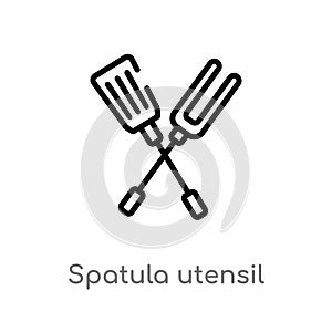 outline spatula utensil vector icon. isolated black simple line element illustration from bistro and restaurant concept. editable