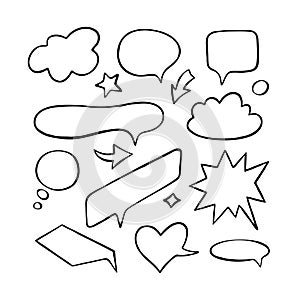 Outline speech bubbles set. Vector illustration.