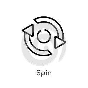 outline spin vector icon. isolated black simple line element illustration from arrows 2 concept. editable vector stroke spin icon