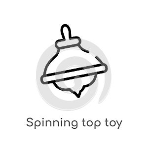outline spinning top toy vector icon. isolated black simple line element illustration from toys concept. editable vector stroke