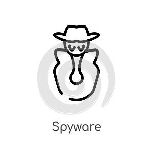 outline spyware vector icon. isolated black simple line element illustration from cyber concept. editable vector stroke spyware