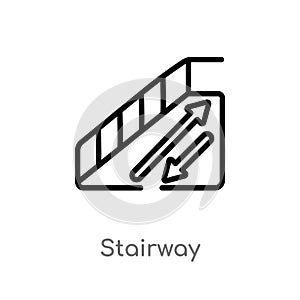 outline stairway vector icon. isolated black simple line element illustration from hotel concept. editable vector stroke stairway