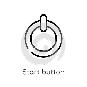 outline start button vector icon. isolated black simple line element illustration from multimedia concept. editable vector stroke