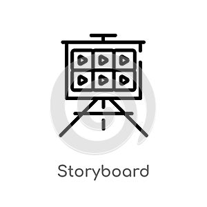 outline storyboard vector icon. isolated black simple line element illustration from cinema concept. editable vector stroke
