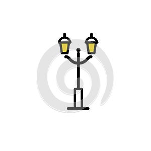 Outline streetlight icon. Isolated parks design element vector illustration on white background in lineart new moderm