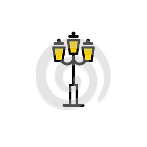 Outline streetlight icon. Isolated parks design element vector illustration on white background in lineart new moderm