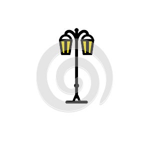 Outline streetlight icon. Isolated parks design element vector illustration on white background in lineart new moderm