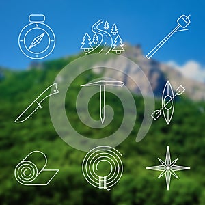 Outline stroke Camping icons