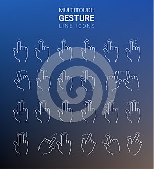 Outline stroke multitouch gesture hand icons