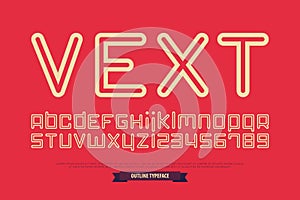 Outline style alphabet letters and numbers