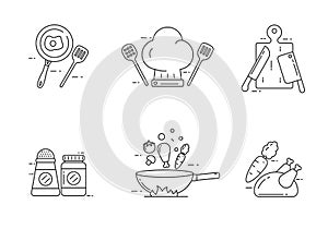 Outline style of cooking icon collection