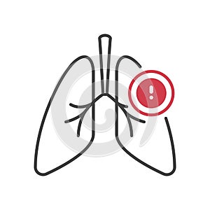 Outline style health care ui icons collection. Human organ disease concept. Vector linear illustration. Lungs pulmonary system