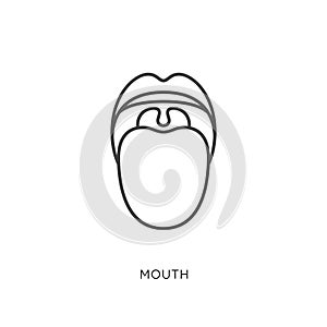 Outline style health care ui icons collection. Vector black linear illustration. Sensory organ. Mouth anatomy front view symbol