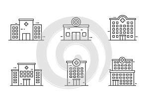 Outline style of hospital building icon